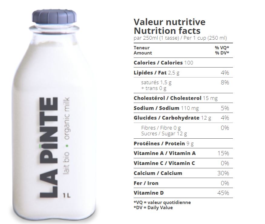 Lait biologique 1L (Consigne 2$)