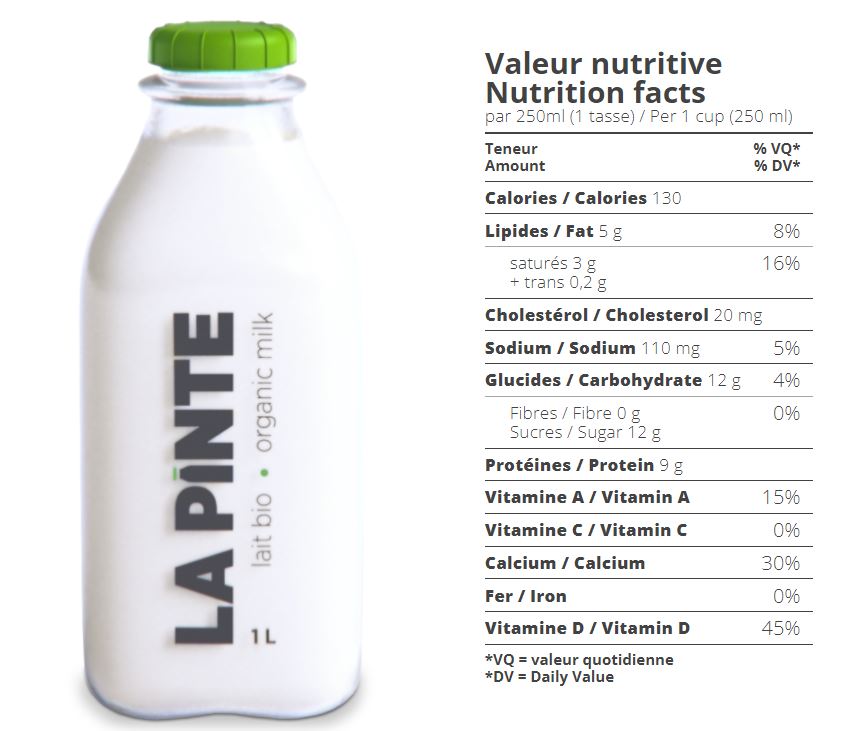 Lait biologique 1L (Consigne 2$)