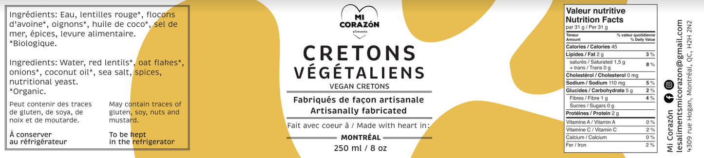 Cretons végétaliens
