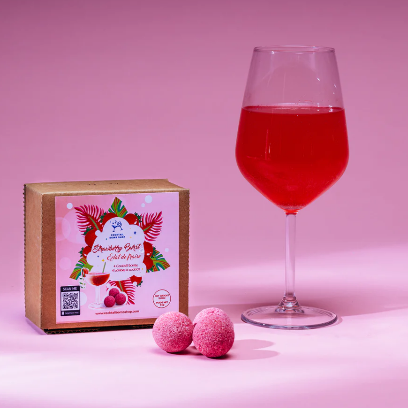 Bombes à cocktail - Éclat de fraise (Boite de 4)