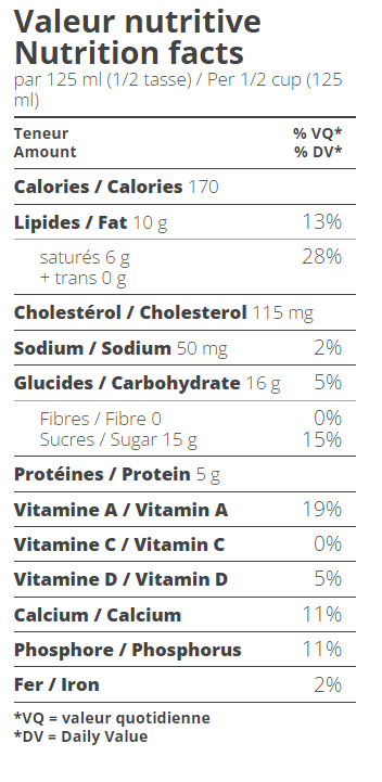Lait de poule Jersey 1L 7%(Consigne 2$)