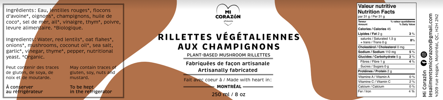 Rillettes végétaliennes aux champignons