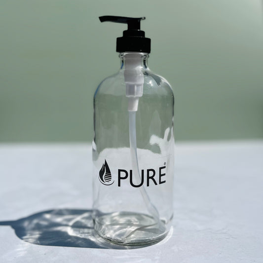 Bouteille pompe en verre