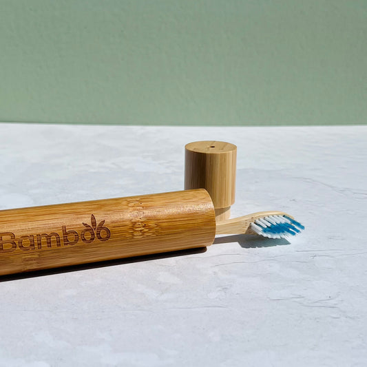 Étui de voyage en bambou pour brosse à dents
