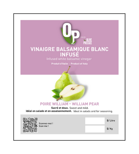 Vinaigre balsamique blanc infusé à la poire- Vrac