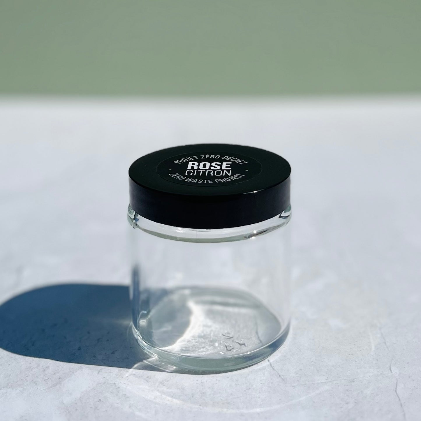 Pot rond en verre couvercle noir Rose Citron - Contenant