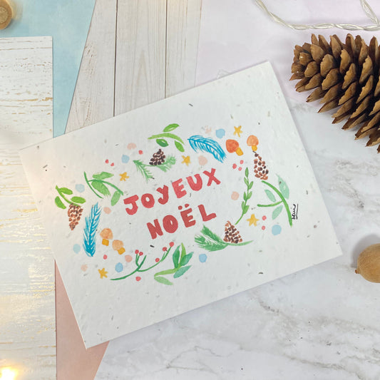 Carte de souhaits en papier ensemencé - Édition Noël