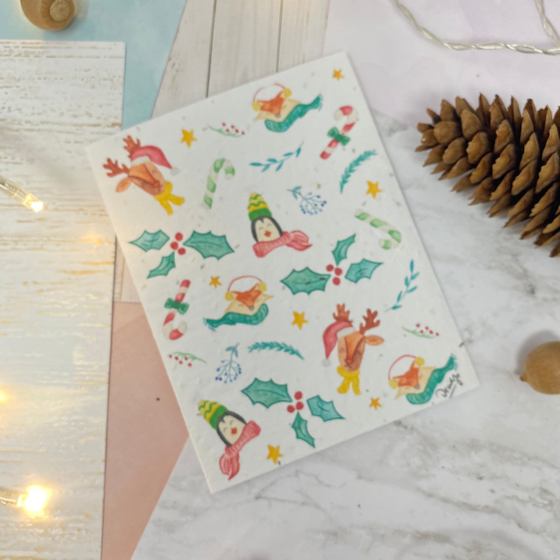 Carte de souhaits en papier ensemencé - Édition Noël
