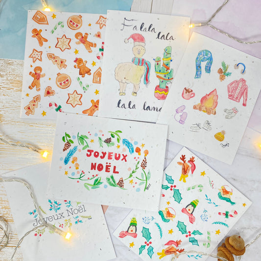 Carte de souhaits en papier ensemencé - Édition Noël