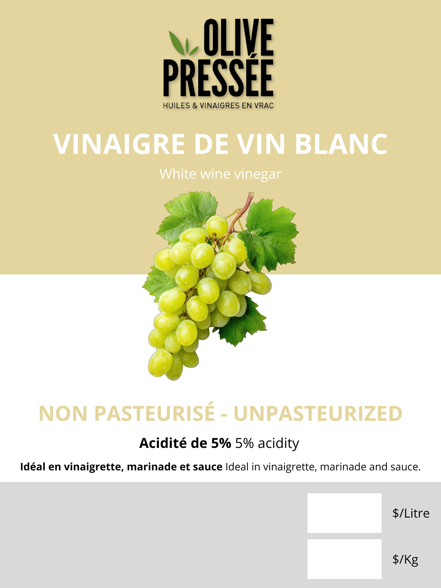 Vinaigre de vin blanc - Vrac