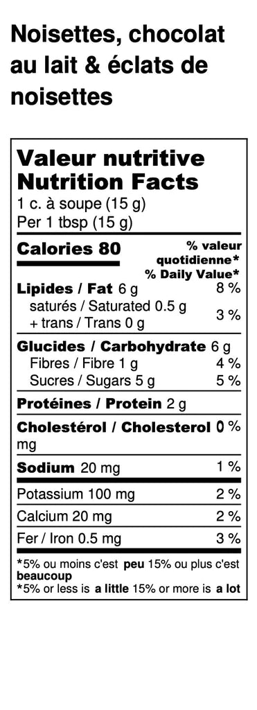 Tartinade Noisettes, Chocolat au Lait Croquant