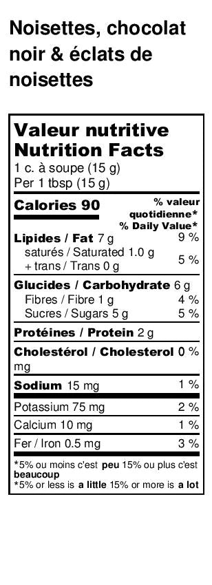 Tartinade Noisettes, Chocolat noir Croquant