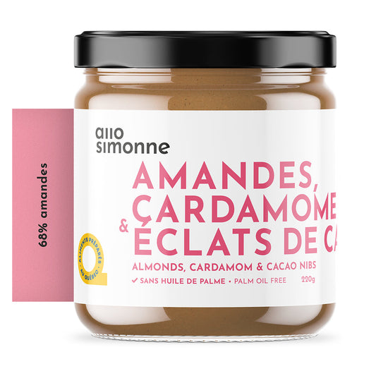 Tartinade Amandes, cardamome et éclats de cacao